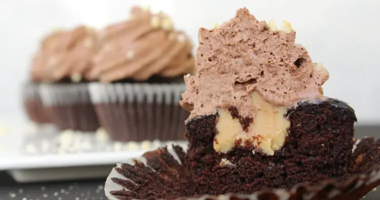 BEST Chocolate Cupcakes With Peanut Butter Filling